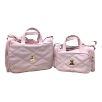 Dupla de bolsas maternidade em sintético rosa
