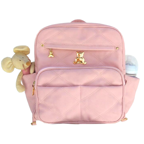 Mochila maternidade em sintético matelassado rosé Mochila maternidade em sintético matelassado rosé