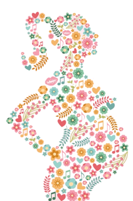 formato de grávida desenhado em flores