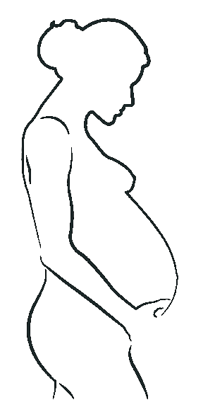 Contorno de grávida com a mão na barriga